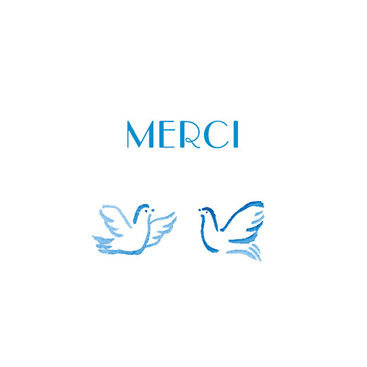Carte de remerciement Merci colombes bleu - Recto Carte de remerciement Merci colombes bleu - Recto