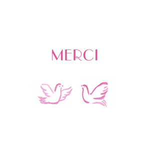Carte de remerciement Merci colombes rose Carte de remerciement Merci colombes rose