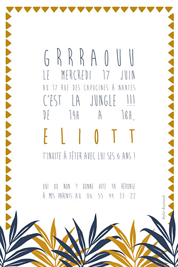 Carte d'anniversaire Jungle bleu & marron Carte d'anniversaire Jungle bleu & marron