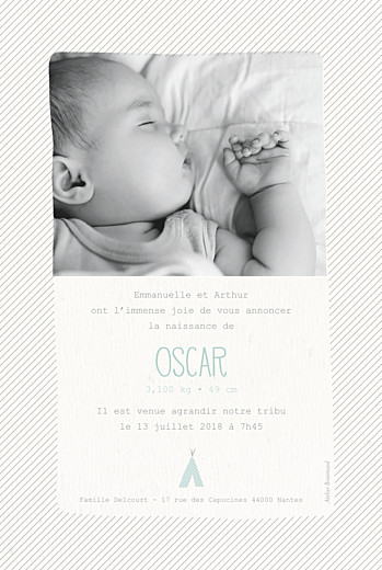 Faire-part de naissance Tipis photo beige vert - Page 2 Faire-part de naissance Tipis photo beige vert - Page 2