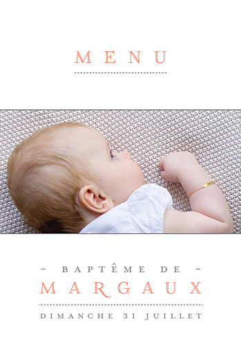 Menu de baptême À la une ! blanc Menu de baptême À la une ! blanc