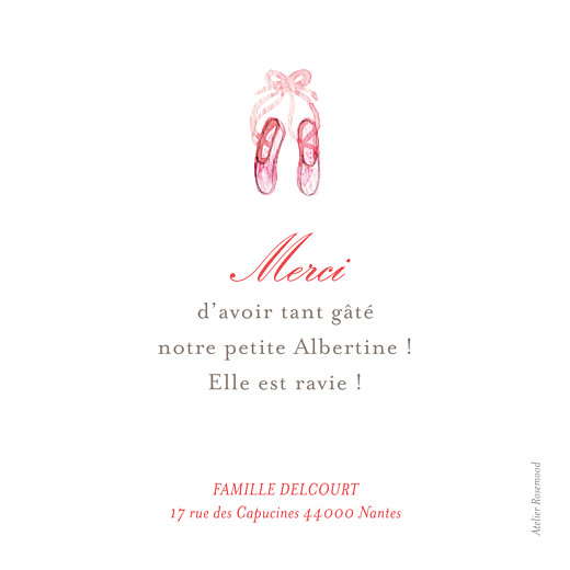 Carte de remerciement Merci pirouette photo rose Carte de remerciement Merci pirouette photo rose
