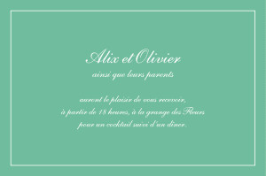 Carton d'invitation mariage Chic liseré vert Carton d'invitation mariage Chic liseré vert