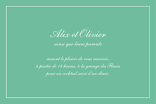 Carton d'invitation mariage Grand chic liseré vert Carton d'invitation mariage Grand chic liseré vert