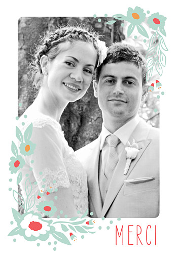 Carte de remerciement mariage Eden vert - Recto Carte de remerciement mariage Eden vert - Recto