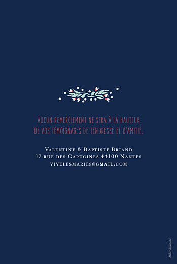 Carte de remerciement mariage Eden bleu nuit - Page 2 Carte de remerciement mariage Eden bleu nuit - Page 2