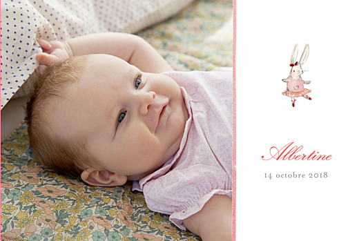 Faire-part de naissance Pirouette 2 photos paysage rose Faire-part de naissance Pirouette 2 photos paysage rose