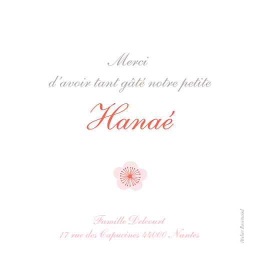 Carte de remerciement Cerisiers en fleurs photo rose - Verso Carte de remerciement Cerisiers en fleurs photo rose - Verso