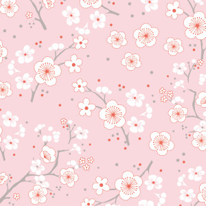 Carte de remerciement Cerisiers en fleurs rose