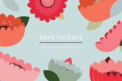 Save the Date Jardin bohème bleu finition Save the Date Jardin bohème bleu finition