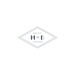 Faire-part de mariage Monogramme (carré) bleu marine Faire-part de mariage Monogramme (carré) bleu marine