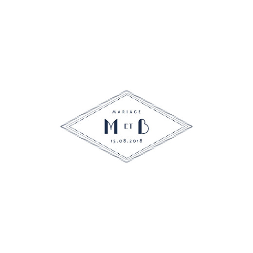 Faire-part de mariage Monogramme (carré) bleu marine Faire-part de mariage Monogramme (carré) bleu marine