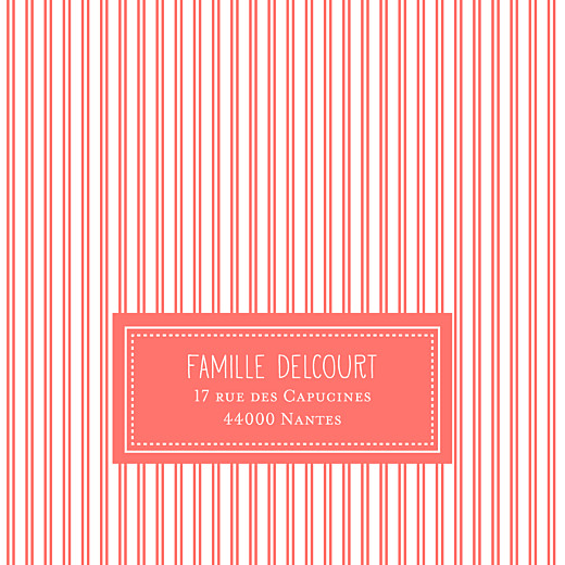 Faire-part de naissance Petites rayures (triptyque) corail Faire-part de naissance Petites rayures (triptyque) corail