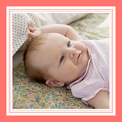Faire-part de naissance Petites rayures (triptyque) corail Faire-part de naissance Petites rayures (triptyque) corail