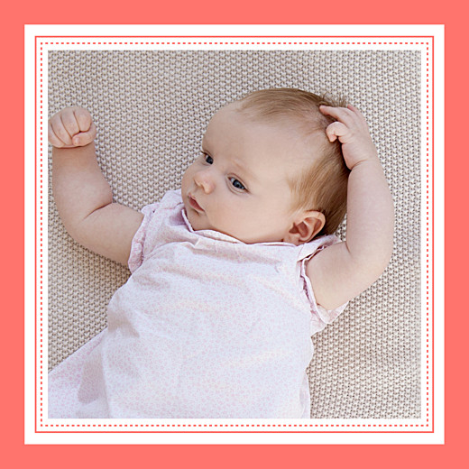 Faire-part de naissance Petites rayures (triptyque) corail Faire-part de naissance Petites rayures (triptyque) corail
