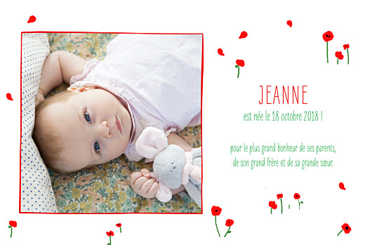 Faire-part de naissance Coquelicots (4 pages) rouge Faire-part de naissance Coquelicots (4 pages) rouge