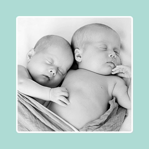 Faire-part de naissance Folk 2 photos jumeaux bleu Faire-part de naissance Folk 2 photos jumeaux bleu
