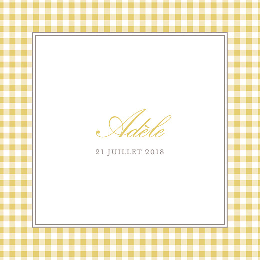 Faire-part de naissance Petit vichy (triptyque) ocre Faire-part de naissance Petit vichy (triptyque) ocre