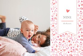 Faire-part de naissance Liberty coeur paysage rose Faire-part de naissance Liberty coeur paysage rose
