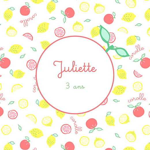 Carte d'anniversaire Corolle petit zeste d'amour jaune & corail - Page 1 Carte d'anniversaire Corolle petit zeste d'amour jaune & corail - Page 1