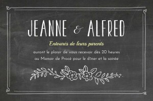 Carton d'invitation mariage Ardoise noir Carton d'invitation mariage Ardoise noir