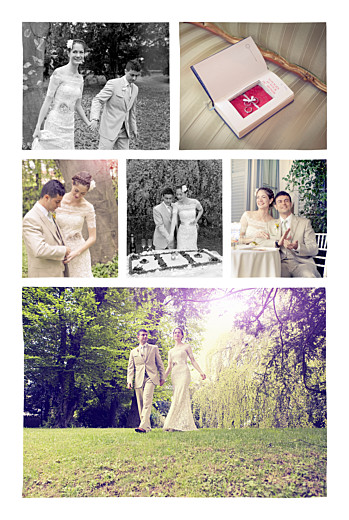 Carte de remerciement mariage Ardoise 6 photos fleurs noir - Page 2