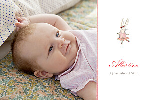 Faire-part de naissance Pirouette photo paysage rose Faire-part de naissance Pirouette photo paysage rose