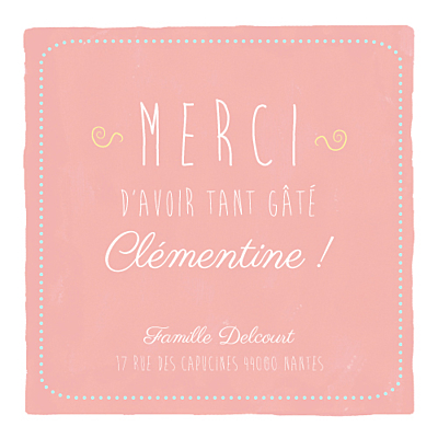 Carte de remerciement Merci happy day photo corail finition Carte de remerciement Merci happy day photo corail finition