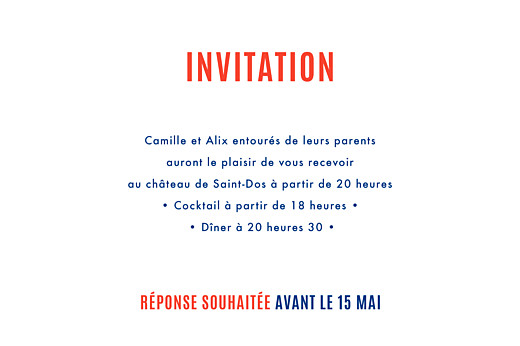 Carton d'invitation mariage Marinière bleu marine & pompon rouge - Page 2 Carton d'invitation mariage Marinière bleu marine & pompon rouge - Page 2