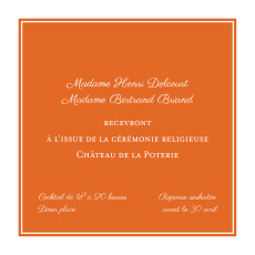 Carton d'invitation mariage Carré chic orange