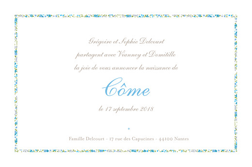 Faire-part de naissance Liberty tradition bleu Faire-part de naissance Liberty tradition bleu