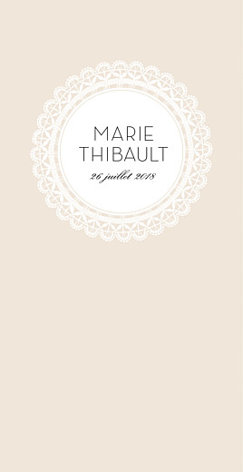 Menu de mariage Boudoir dentelle beige blanc Menu de mariage Boudoir dentelle beige blanc