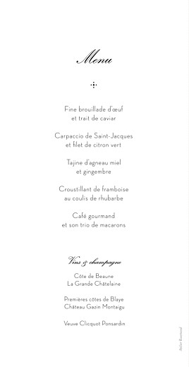 Menu de mariage Boudoir dentelle beige blanc - Page 2 Menu de mariage Boudoir dentelle beige blanc - Page 2