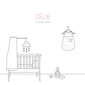 Faire-part de naissance My little room (3 photos) blanc Faire-part de naissance My little room (3 photos) blanc