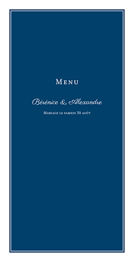 Menu de mariage Carré chic bleu marine Menu de mariage Carré chic bleu marine