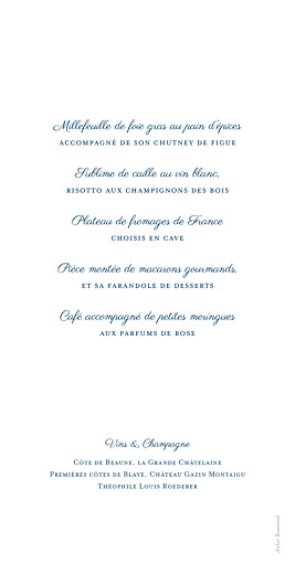 Menu de mariage Carré chic bleu marine - Page 2 Menu de mariage Carré chic bleu marine - Page 2