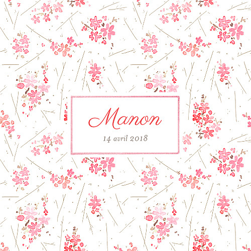 Faire-part de naissance Fleurs des champs rose Faire-part de naissance Fleurs des champs rose