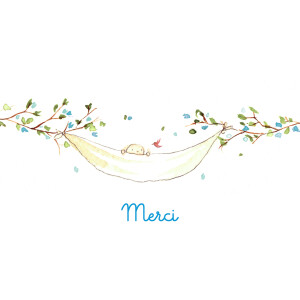 Carte de remerciement Merci sur la branche bleu
