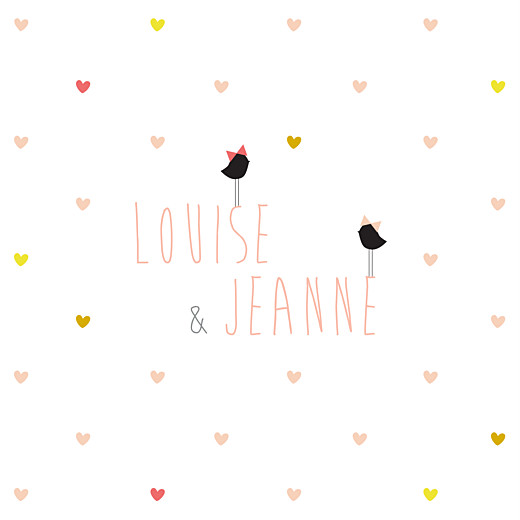 Faire-part de naissance Lovely twins blanc filles Faire-part de naissance Lovely twins blanc filles