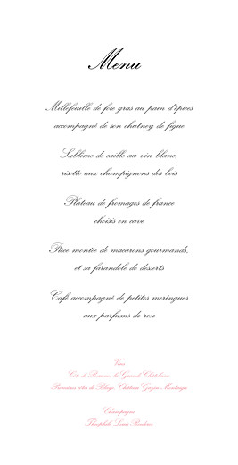Menu de mariage Gourmand raffiné (4 pages) rose - Page 3 Menu de mariage Gourmand raffiné (4 pages) rose - Page 3