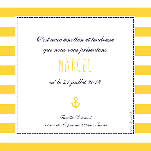 Faire-part de naissance Petit matelot (triptyque) bleu & jaune - Page 2 Faire-part de naissance Petit matelot (triptyque) bleu & jaune - Page 2