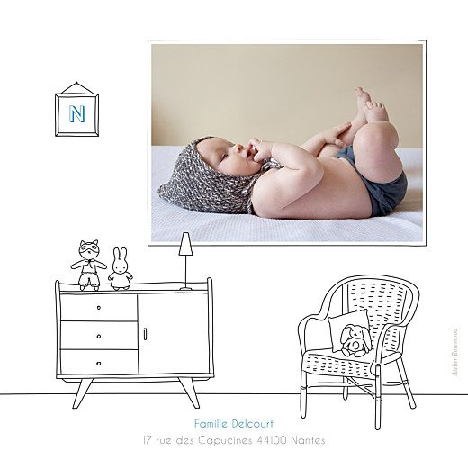 Faire-part de naissance My little room photo blanc - Verso Faire-part de naissance My little room photo blanc - Verso