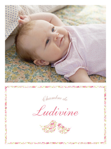 Affichette Liseré liberty cocottes photo rose - Vue 2 Affichette Liseré liberty cocottes photo rose - Vue 2