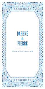 Menu de mariage Nomade bleu Menu de mariage Nomade bleu