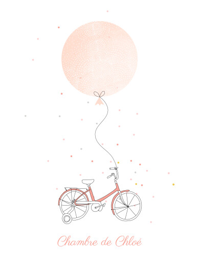 Affiche À bicyclette corail - Vue 2 Affiche À bicyclette corail - Vue 2