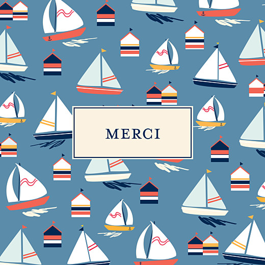 Carte de remerciement Merci bateau sur l'eau photo bleu Carte de remerciement Merci bateau sur l'eau photo bleu