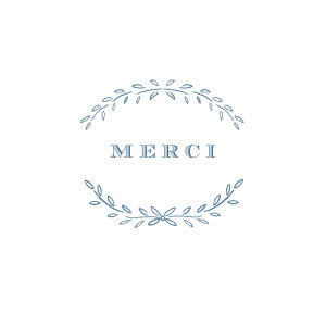 Carte de remerciement Merci poème bleu gris