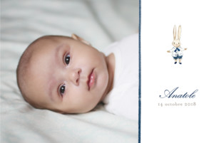 Faire-part de naissance Mon petit lapin 2 photos bleu nuit Faire-part de naissance Mon petit lapin 2 photos bleu nuit