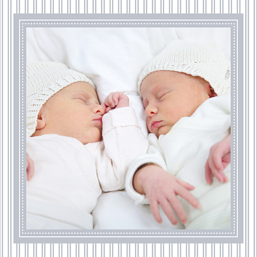 Faire-part de naissance Petites rayures jumeaux gris Faire-part de naissance Petites rayures jumeaux gris