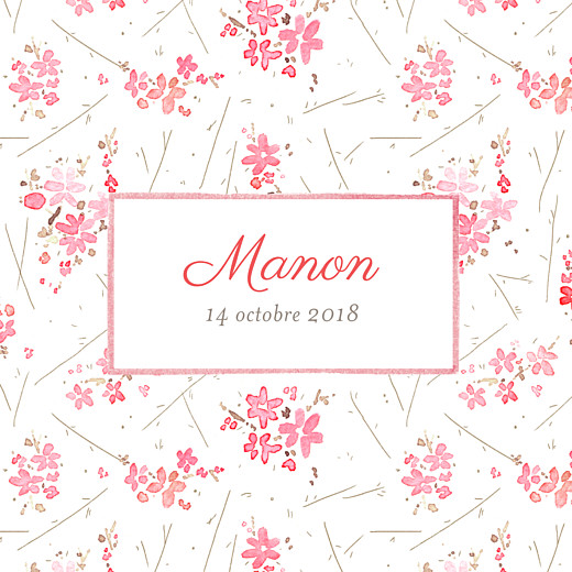 Faire-part de naissance Fleurs des champs (triptyque) rose Faire-part de naissance Fleurs des champs (triptyque) rose
